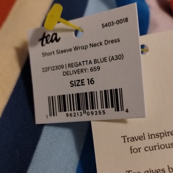 Girls' "Tea" Short Sleeve Wrap Neck Dress, size 16 NWT - Picture 3 of 3